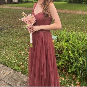 Tulle maxi red dress